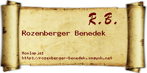 Rozenberger Benedek névjegykártya